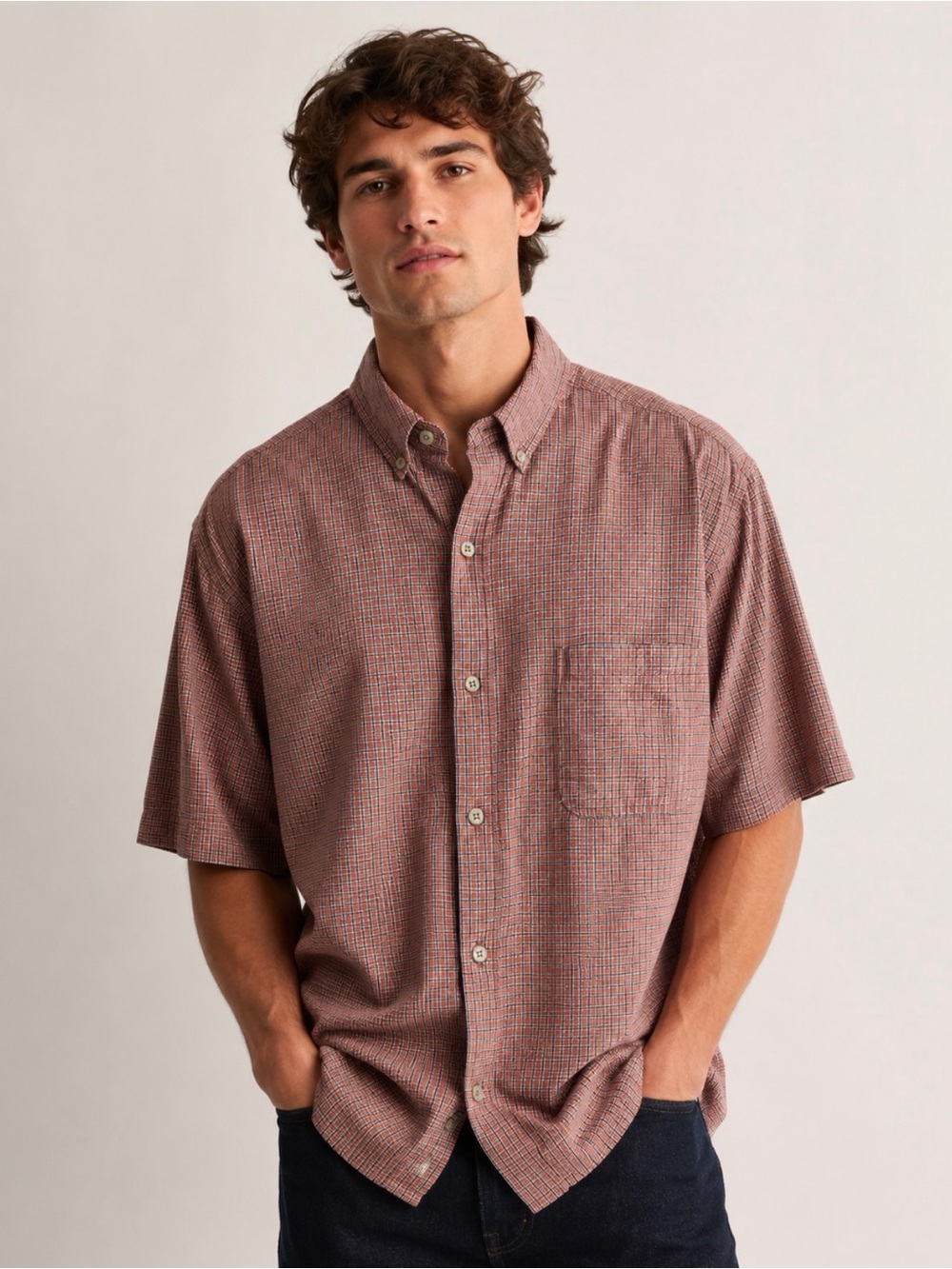 Vintage 90’s Y2K Sonoma button up plaid men shirt s/s XL excellent condition